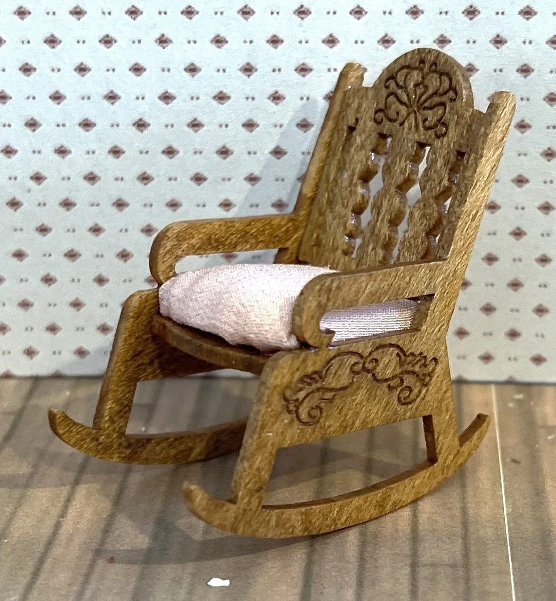 Dollhouse HALF SCALE Furniture KIT Victorian Nursery Set Crib Rocking Chair 1:24