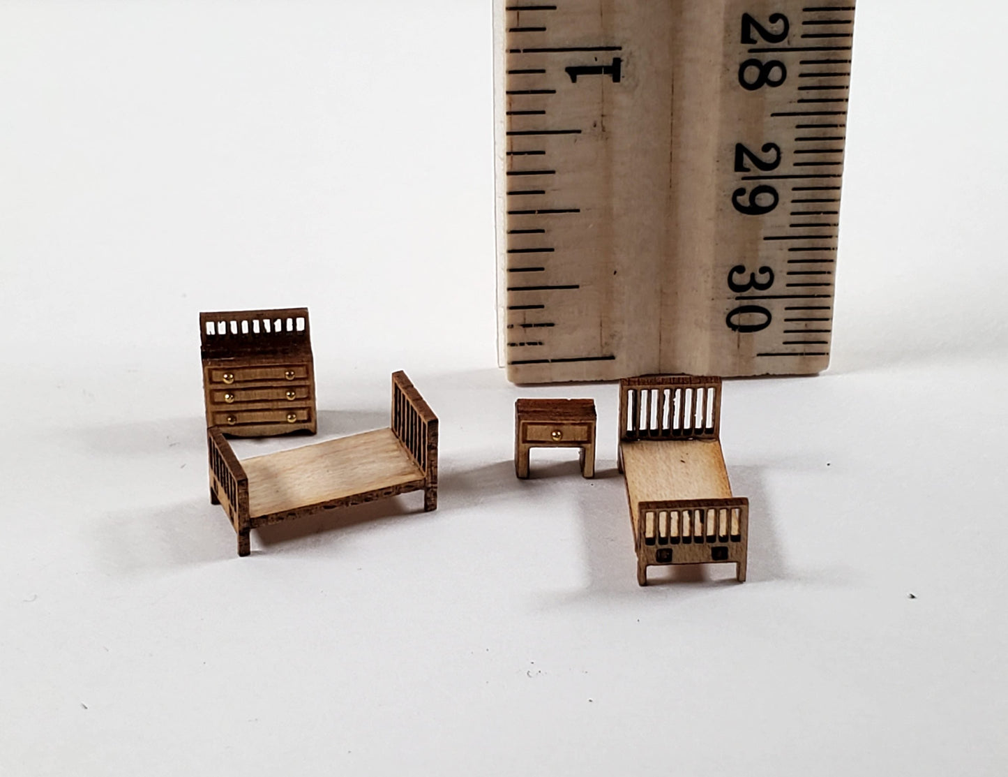 Dollhouse 1:144 Scale Furniture KIT DIY Child's Bedroom Set Beds Dresser +