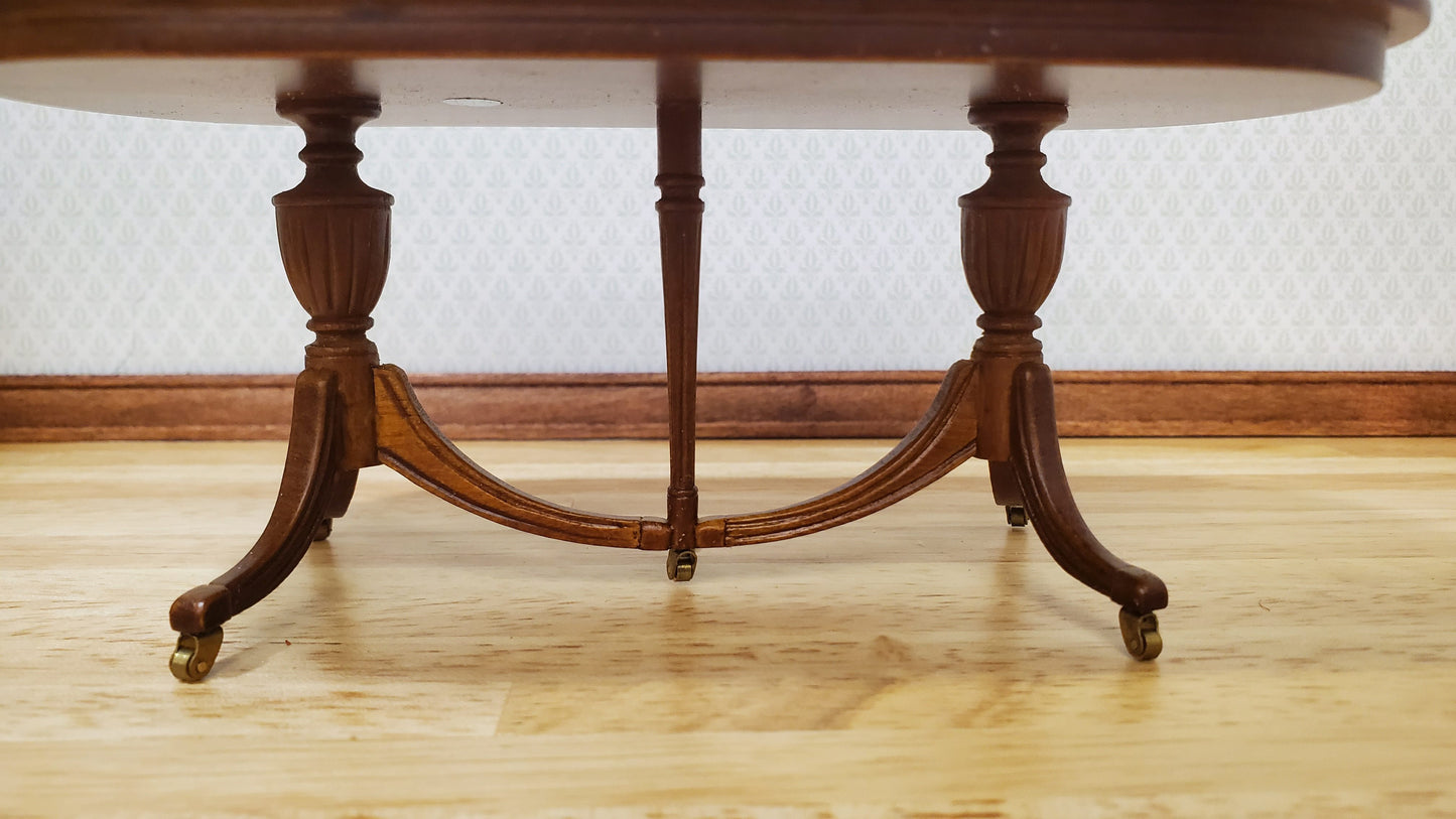 JBM Dollhouse Dining Table Queen Anne Style 1:12 Scale Furniture Walnut Finish