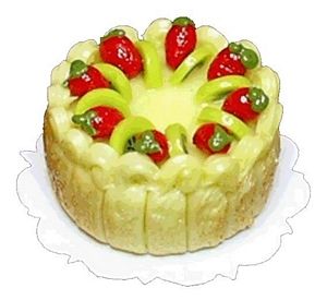 Dollhouse Lady Finger Kiwi Strawberry Cream Cake 1:12 Scale Miniature Dessert