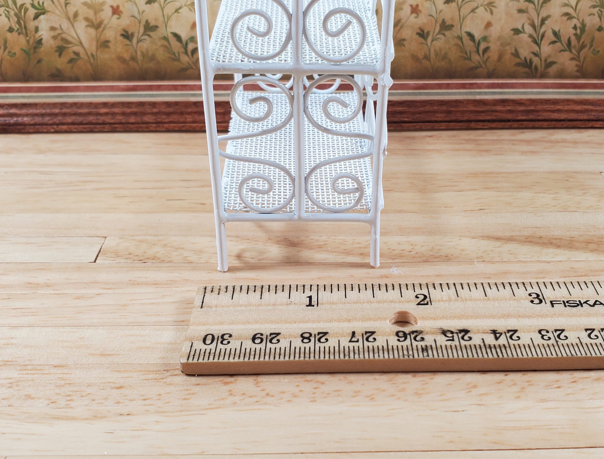 Dollhouse 3 Tier Plant Stand Shelf White Metal 1:12 Scale Miniature Fairy Garden