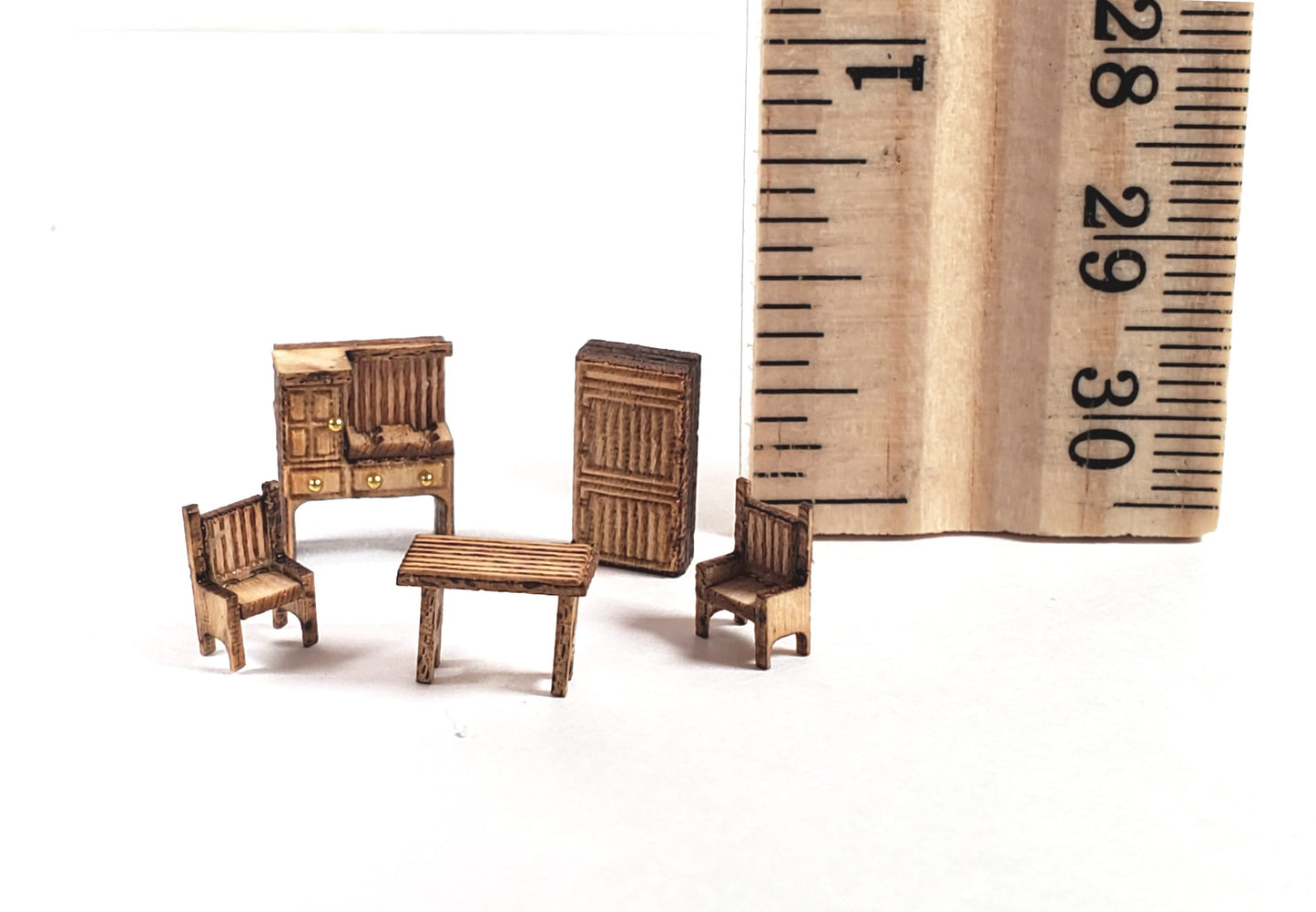 Dollhouse 1:144 Scale Furniture KIT DIY Country Kitchen Stove Table Fridge