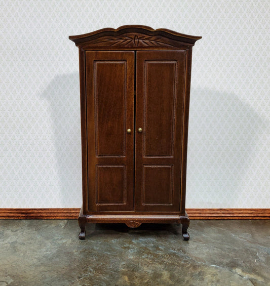 Dollhouse Wardrobe Armoire Dark Walnut Closet for Bedroom 1:12 Furniture