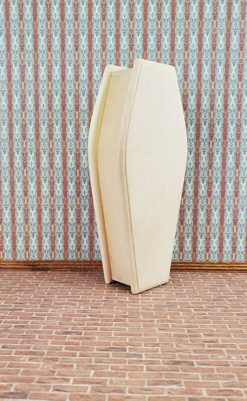Dollhouse Miniature Coffin Opens Lined Unpainted Wood 1:12 Scale 6 3/4"