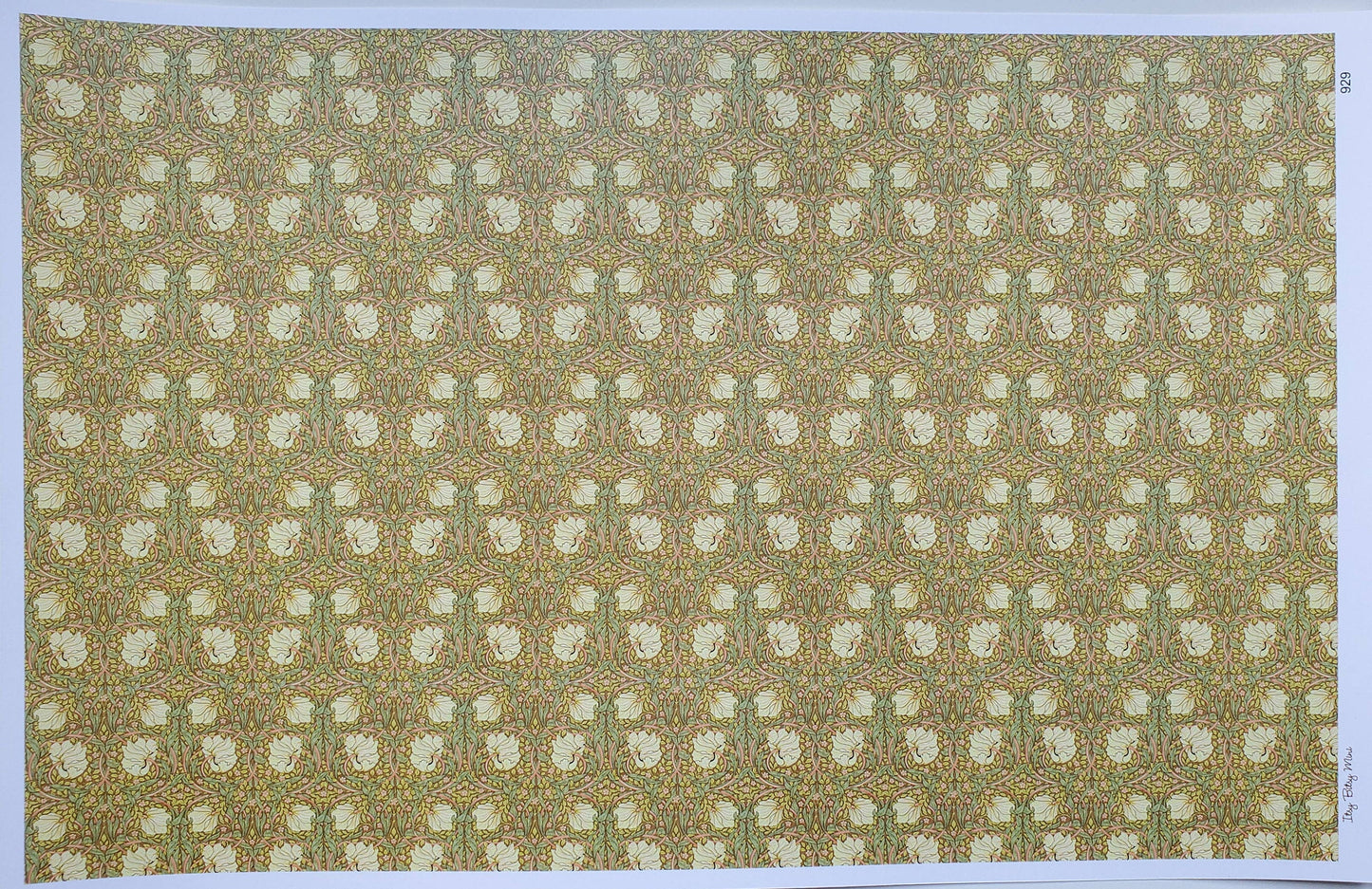 Dollhouse Wallpaper William Morris Art Nouveau Pimpernel Brown Floral 1:12 Scale Itsy Bitsy