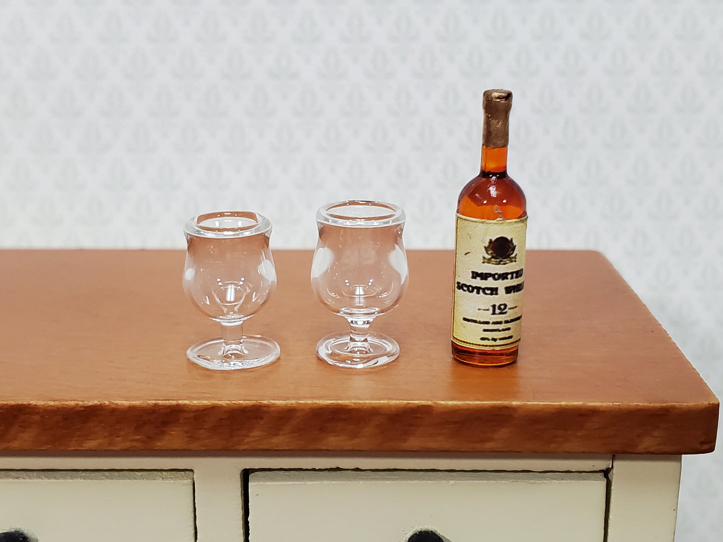 Dollhouse Bottle of Imported Scotch Whiskey 1:12 Scale Miniature 1" Tall Drinks