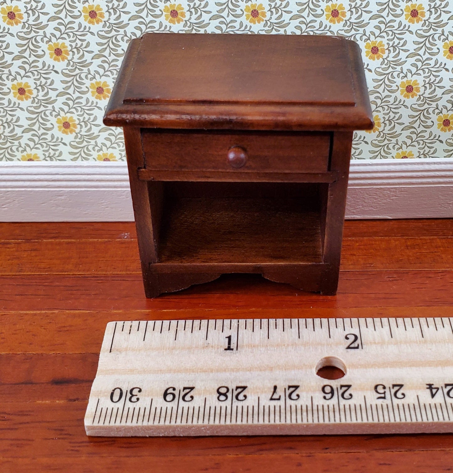 Dollhouse Miniature Nightstand Side Table with Drawer 1:12 Scale Furniture