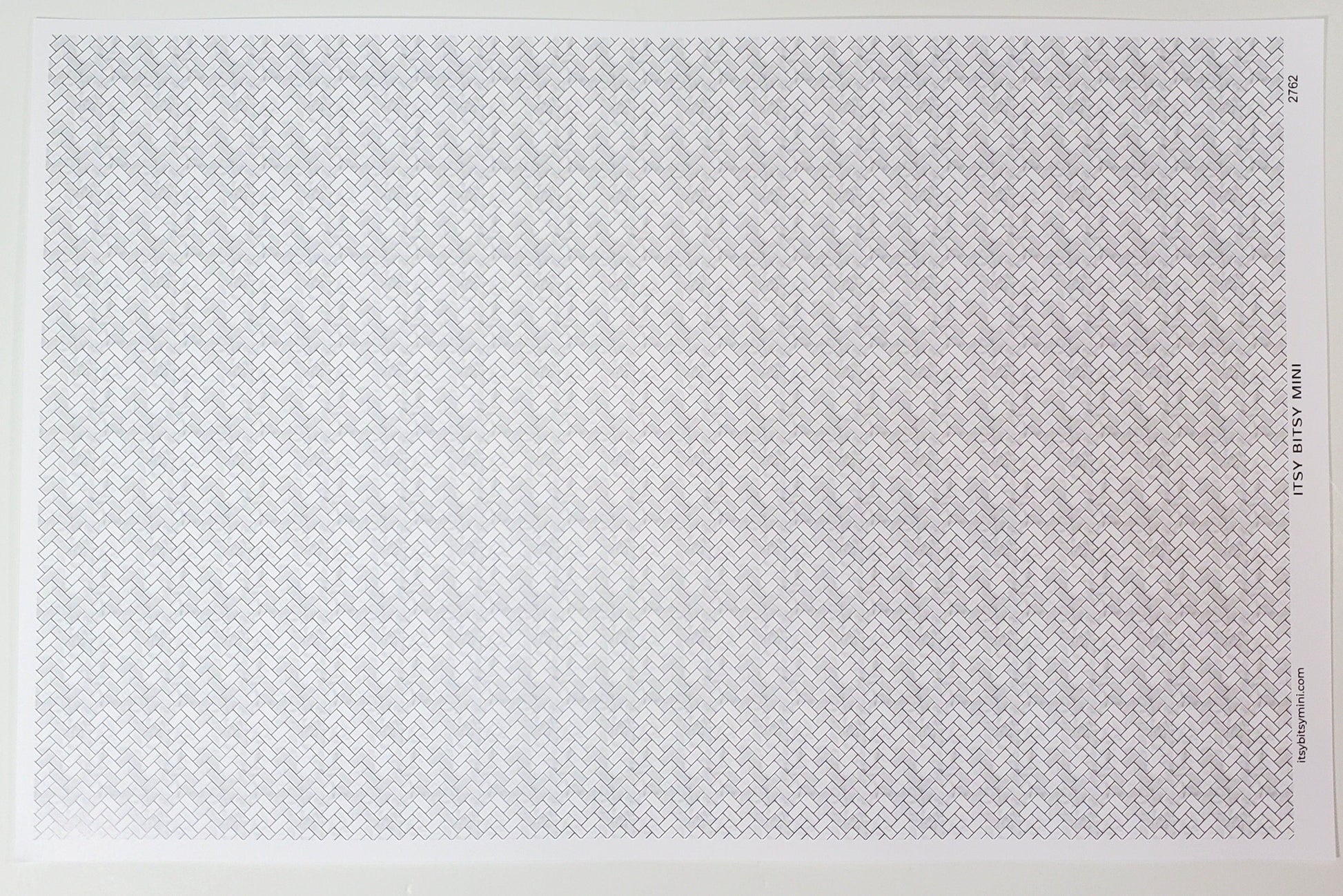 Dollhouse HALF SCALE Herringbone Tile Paper Carrara Marble Floor 1:24 Scale Itsy Bitsy