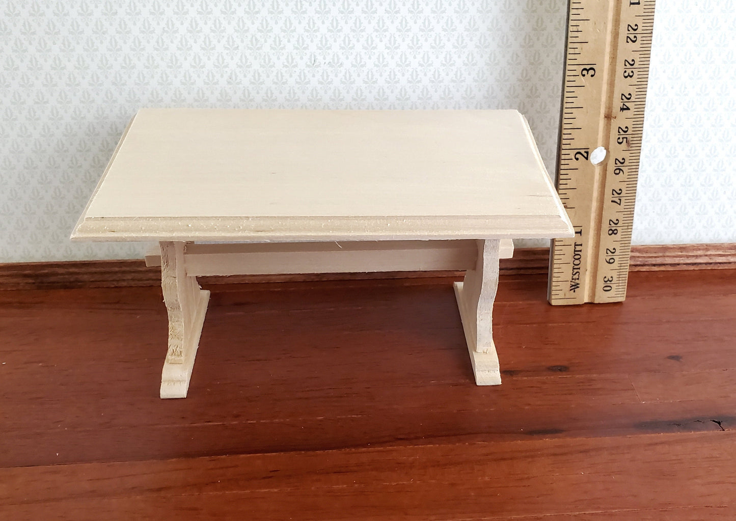 Dollhouse Miniature Table Country Kitchen or Dining Room 1:12 Scale Furniture Unpainted