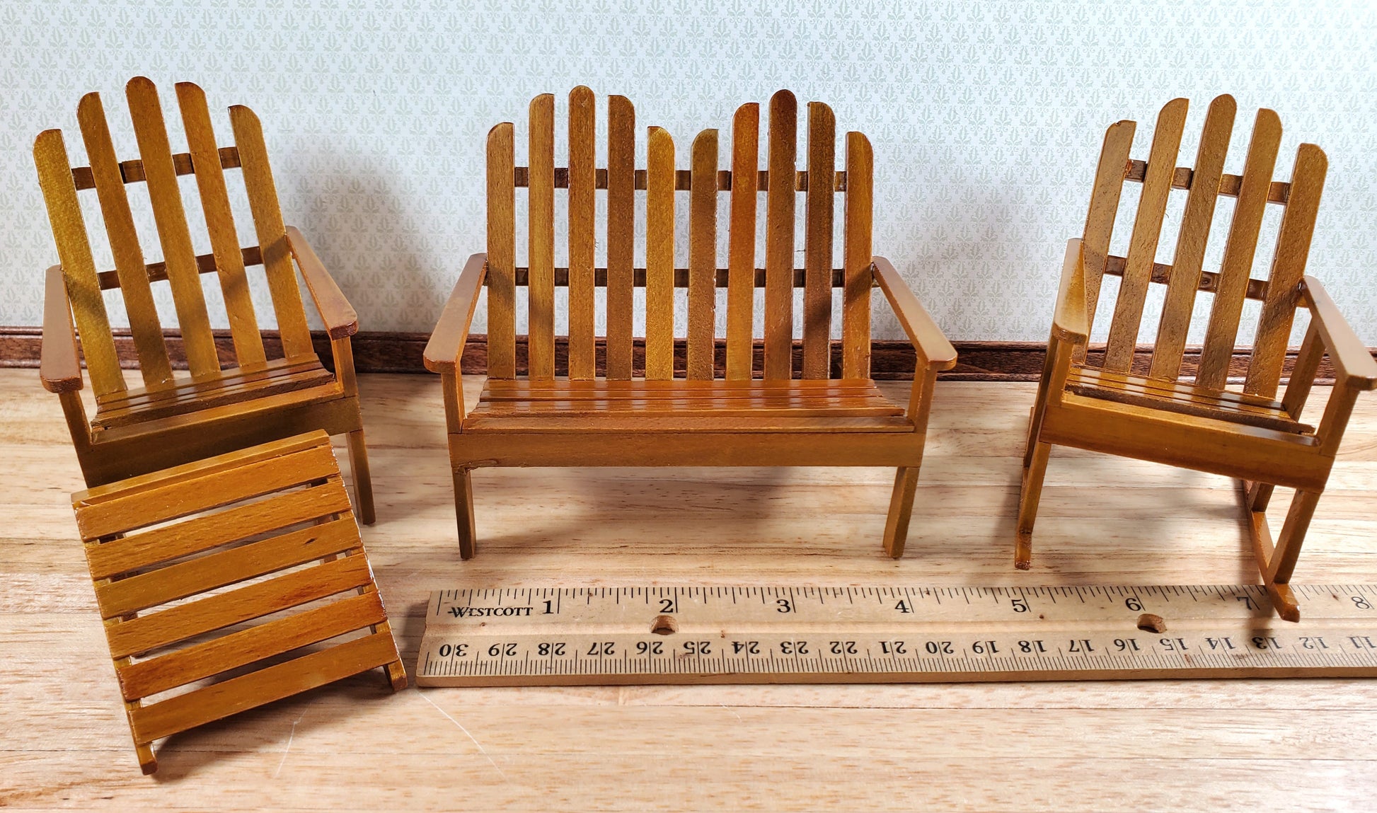 Dollhouse Adirondack Set Chair Rocker Table ++ 1:12 Scale Miniature Furniture