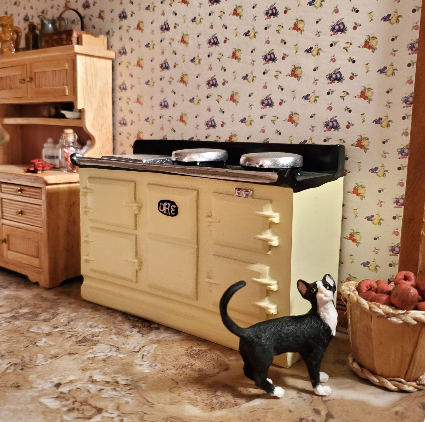 Dollhouse AGA Style Cooker Stove Oven Cream Large 1:12 Scale Miniature Kitchen