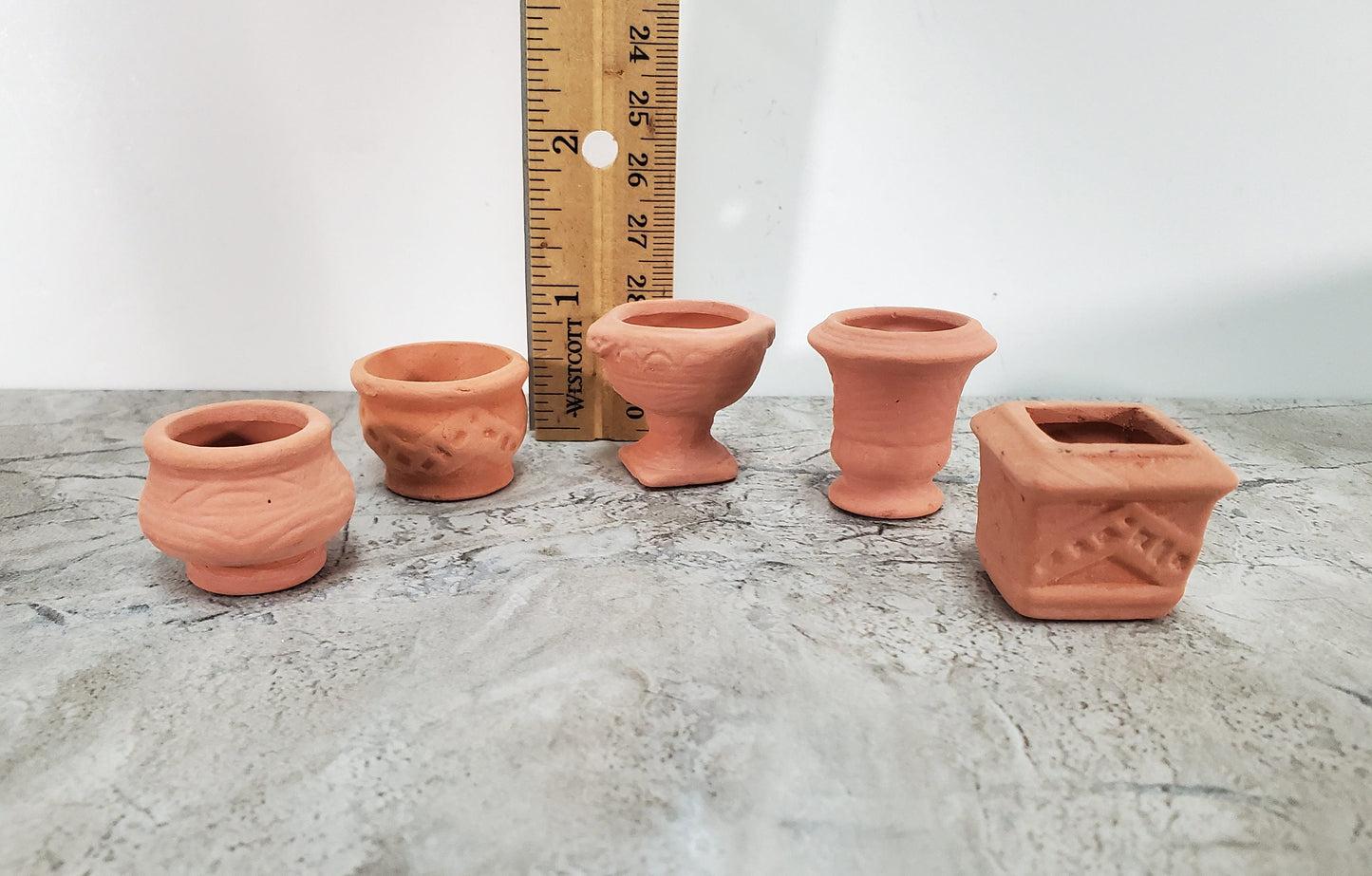 Dollhouse Terra Cotta Pots Planters Set of 5 Unglazed 1:12 Scale Miniatures