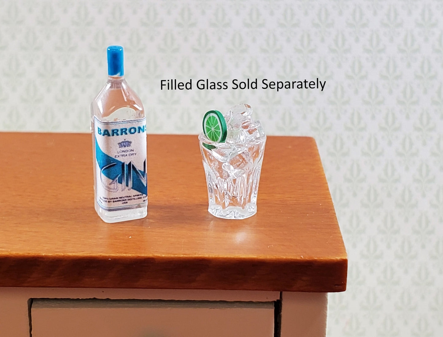 Dollhouse Bottle of Gin 1:12 Scale Miniature Drinks Handmade