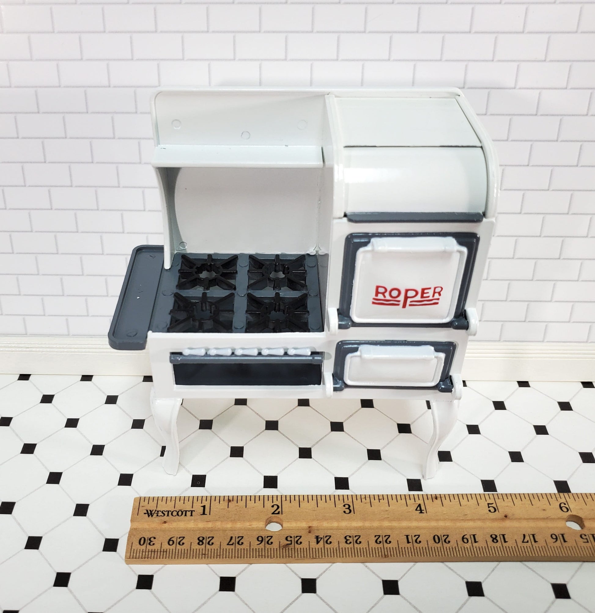 Dollhouse Roper Range Stove Oven 1920s Style Large 1:12 Scale Miniature Kitchen Metal