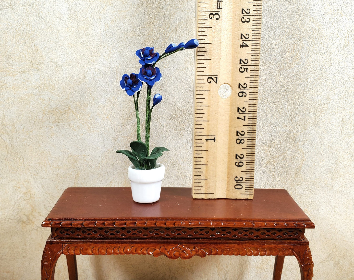 Dollhouse Miniature Tall Phalaenopsis Orchid in a White Ceramic Pot 1:12 Scale
