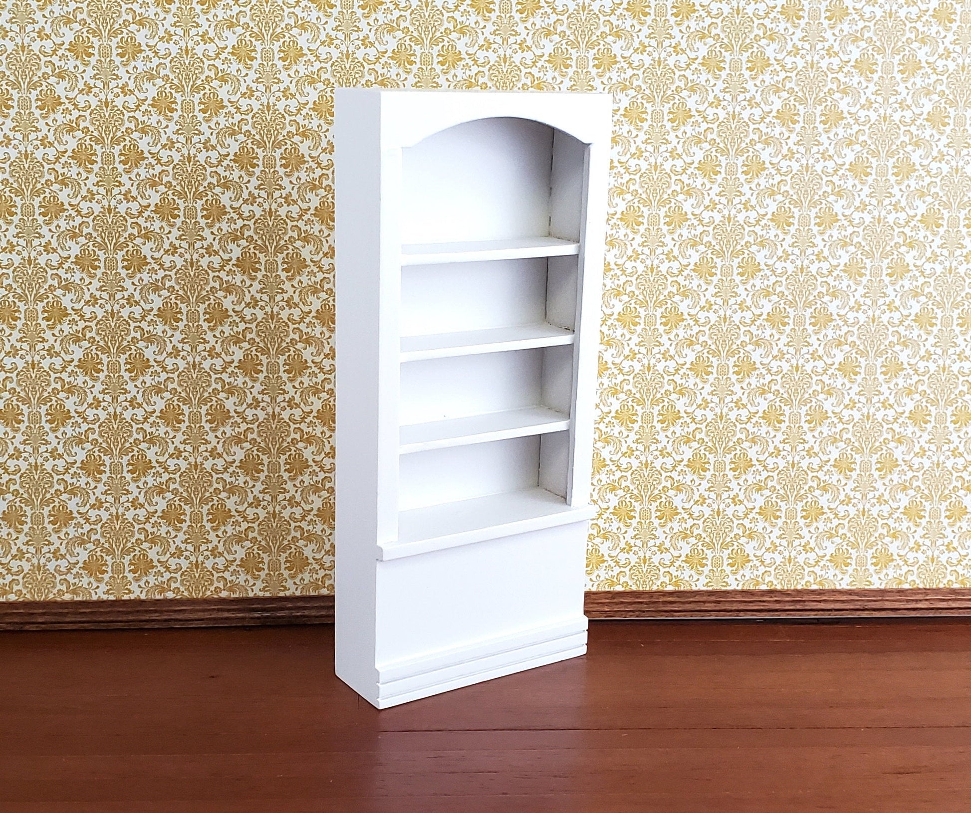 Dollhouse Miniature Bookshelf Tall 4 Shelves White Finish 1:12 Scale Furniture Bookcase