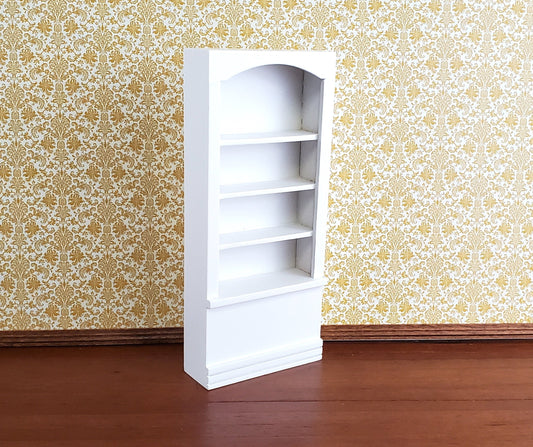 Dollhouse Miniature Bookshelf Tall 4 Shelves White Finish 1:12 Scale Furniture Bookcase