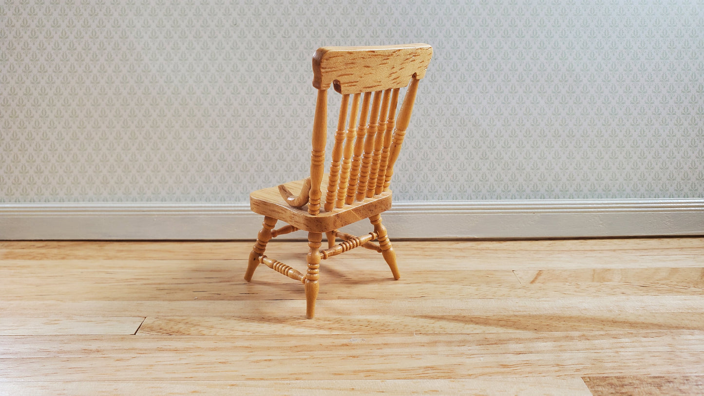 Dollhouse Spindle Back Kitchen Chair Light Oak Finish 1:12 Scale Miniature
