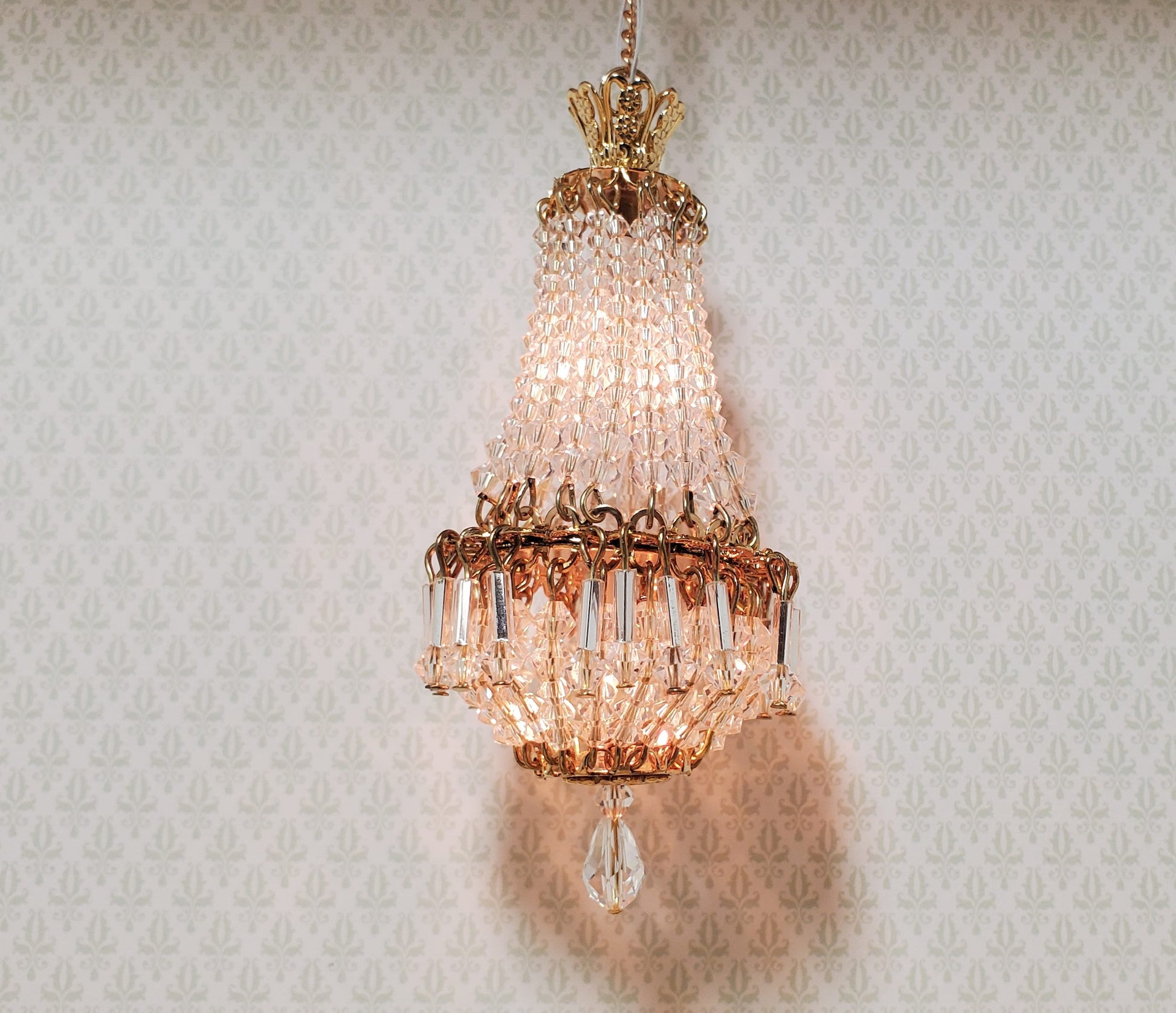 Dollhouse Crystal Chandelier "Chloe Petite" Real Glass 12 Volt 1:12 Scale