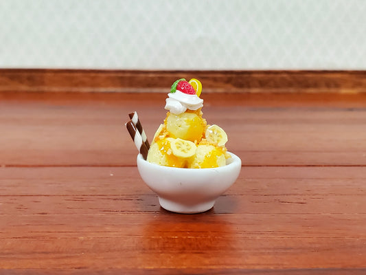 Dollhouse Ice Cream Sundae with Fruit Bananas LARGE Miniature Dessert Food