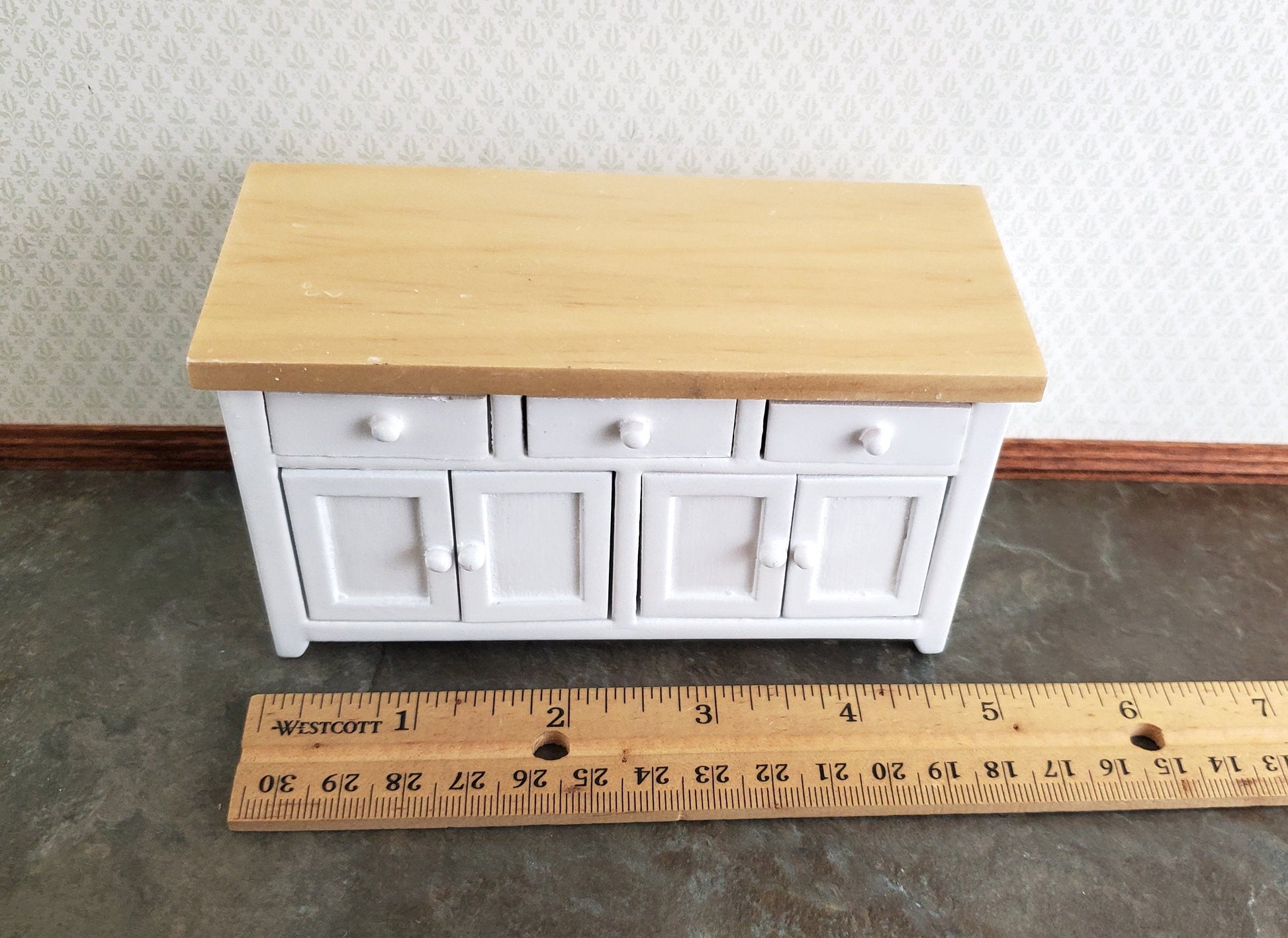 Dollhouse Miniature Kitchen Cabinet with Counter Top Buffet 1:12 Scale White
