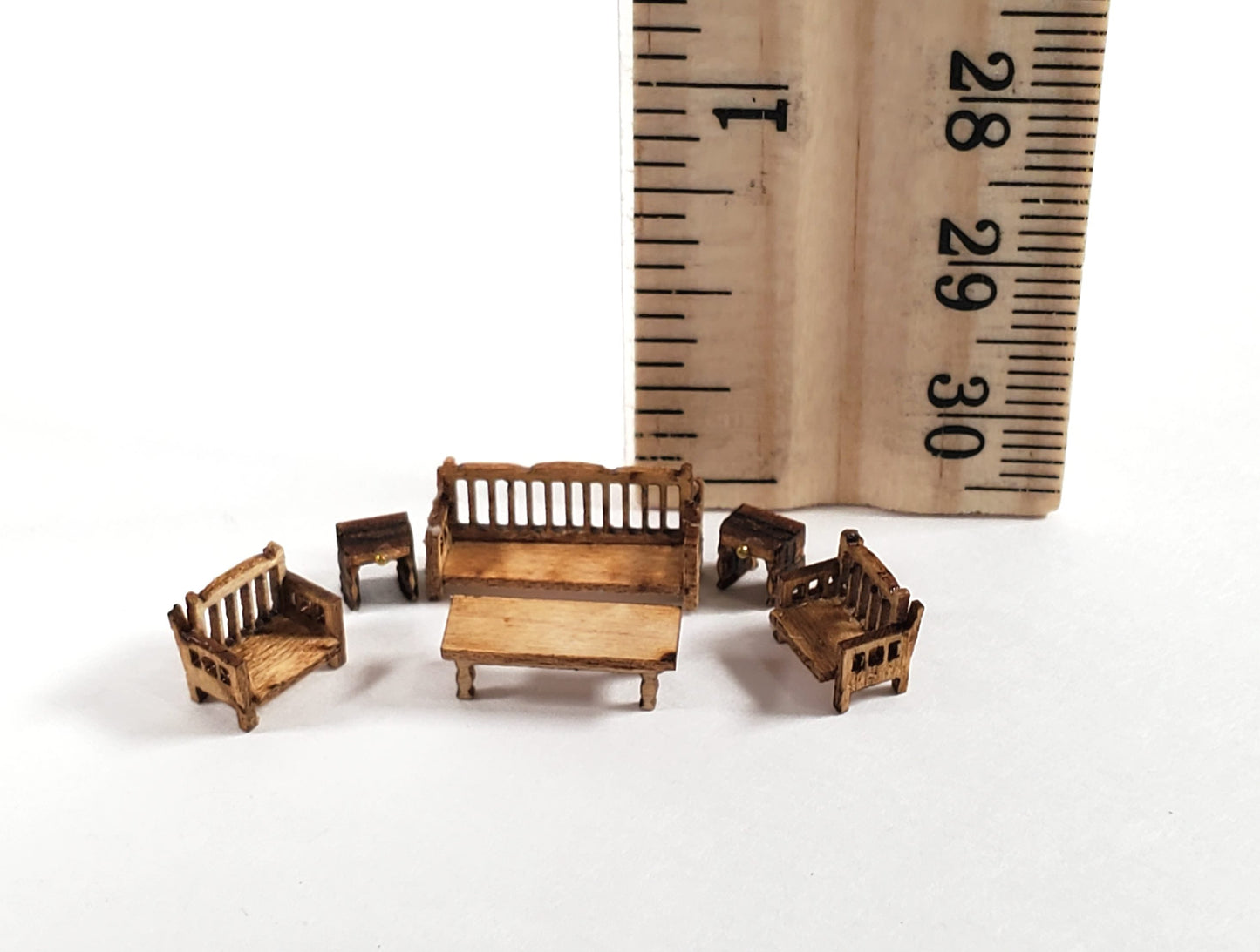 Dollhouse 1:144 Scale Furniture KIT DIY Country Living Room Set Sofa Chairs +