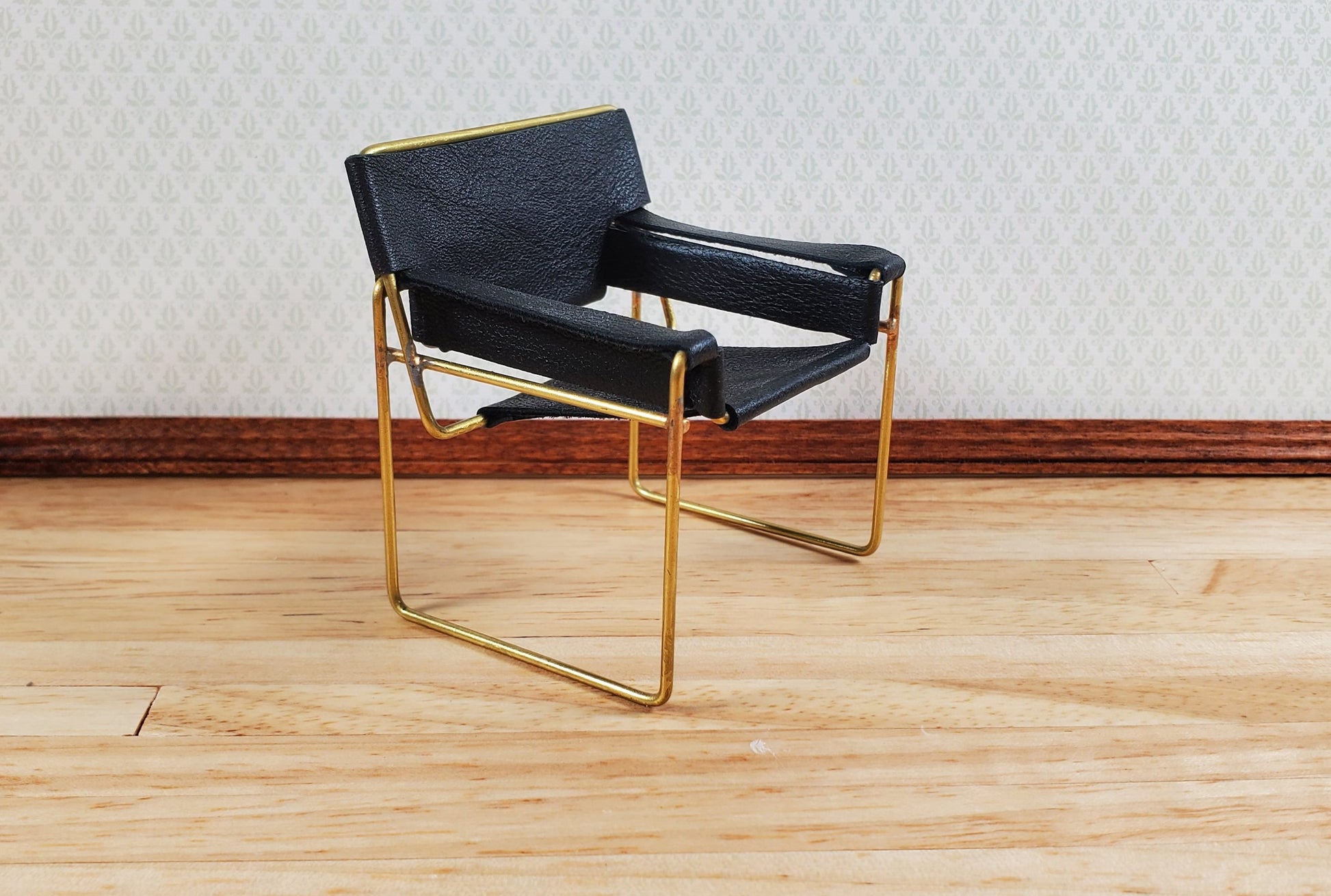 Modern Wassily Style Living Room Set Sofa 2 Chairs Coffee Table Black Leather by Warren Richardson