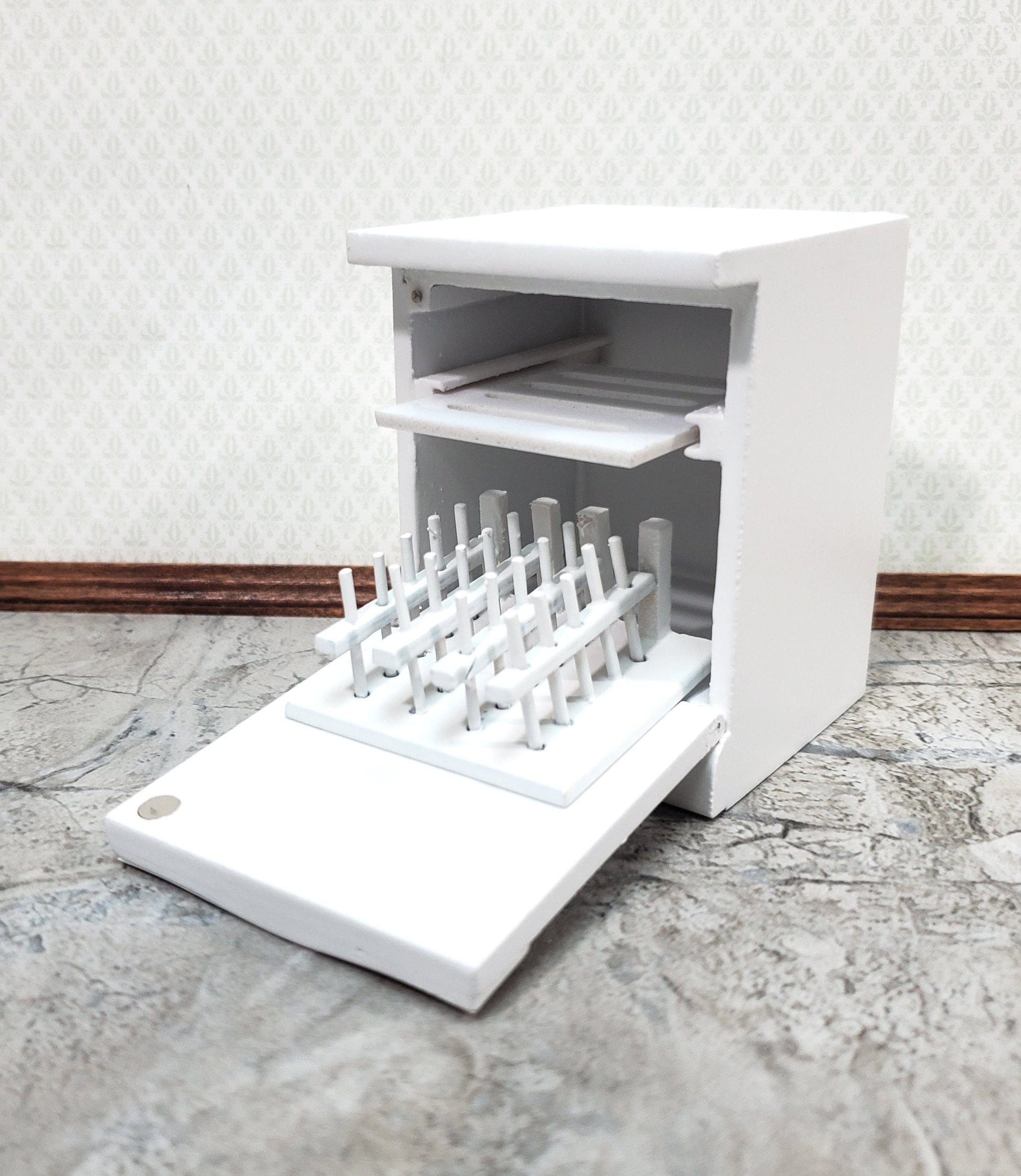 Dollhouse Dishwasher Modern Style Opens White 1:12 Scale Miniature