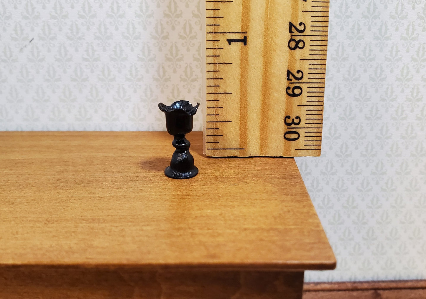 Dollhouse Small Black Ruffled Wine Glass 1:12 Miniature Kitchen Halloween Decor