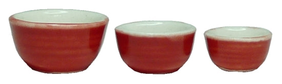 Dollhouse Nesting Mixing Bowls Red & White Set of 3 1:12 Scale Miniature Dishes