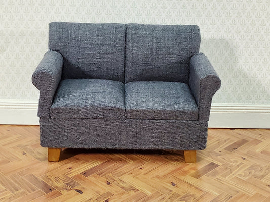 Dollhouse Modern Sofa Loveseat Couch Small Dark Gray 1:12 Scale Miniature Furniture