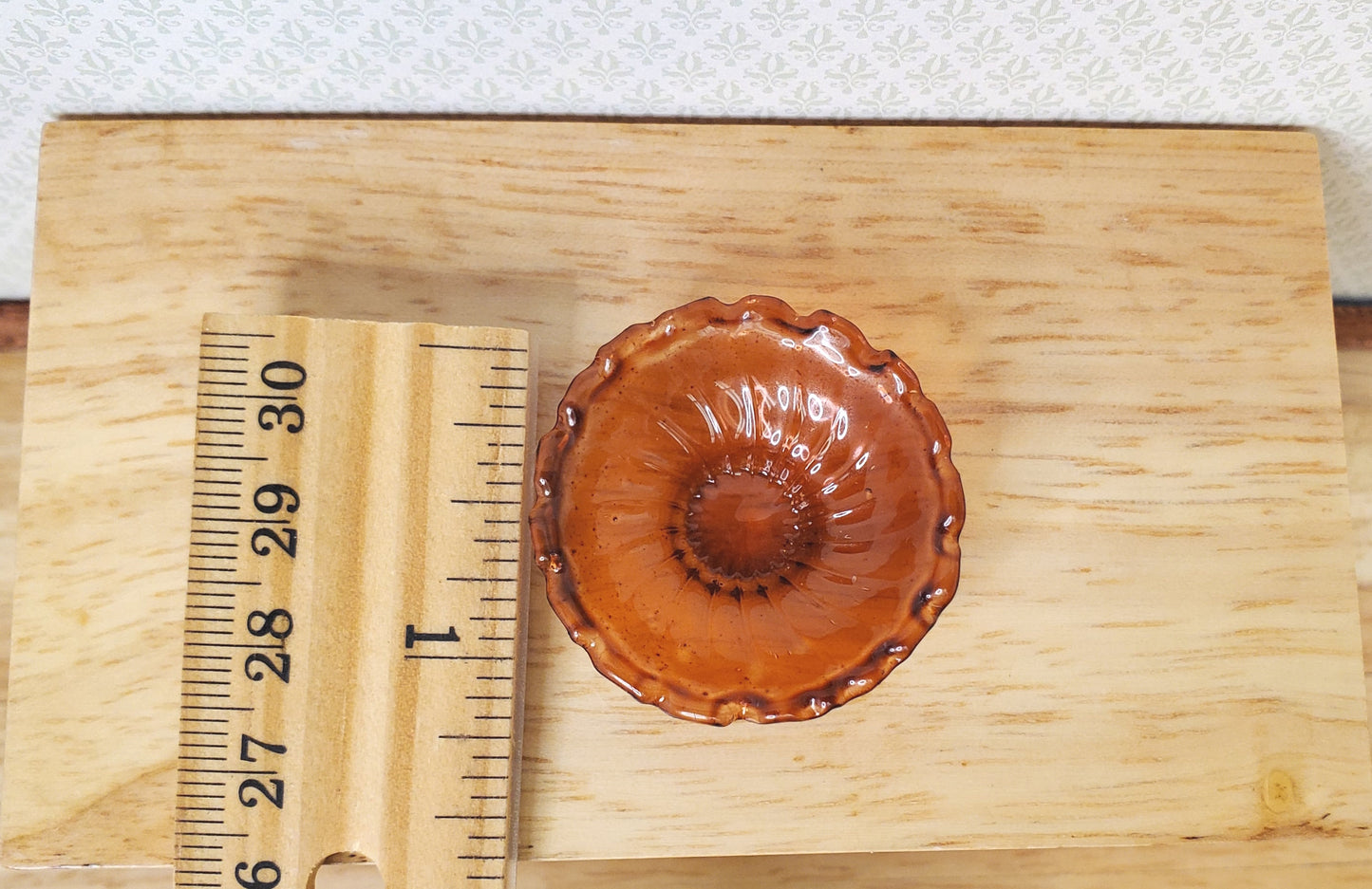 Dollhouse Large Amber Glass Round Platter 1:12 Scale Miniature Decor