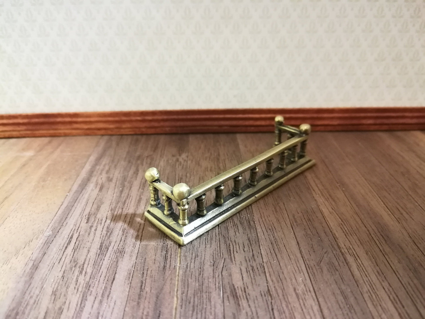 Dollhouse Metal Fireplace Fender Square 1:12 Scale Antique Brass Finish
