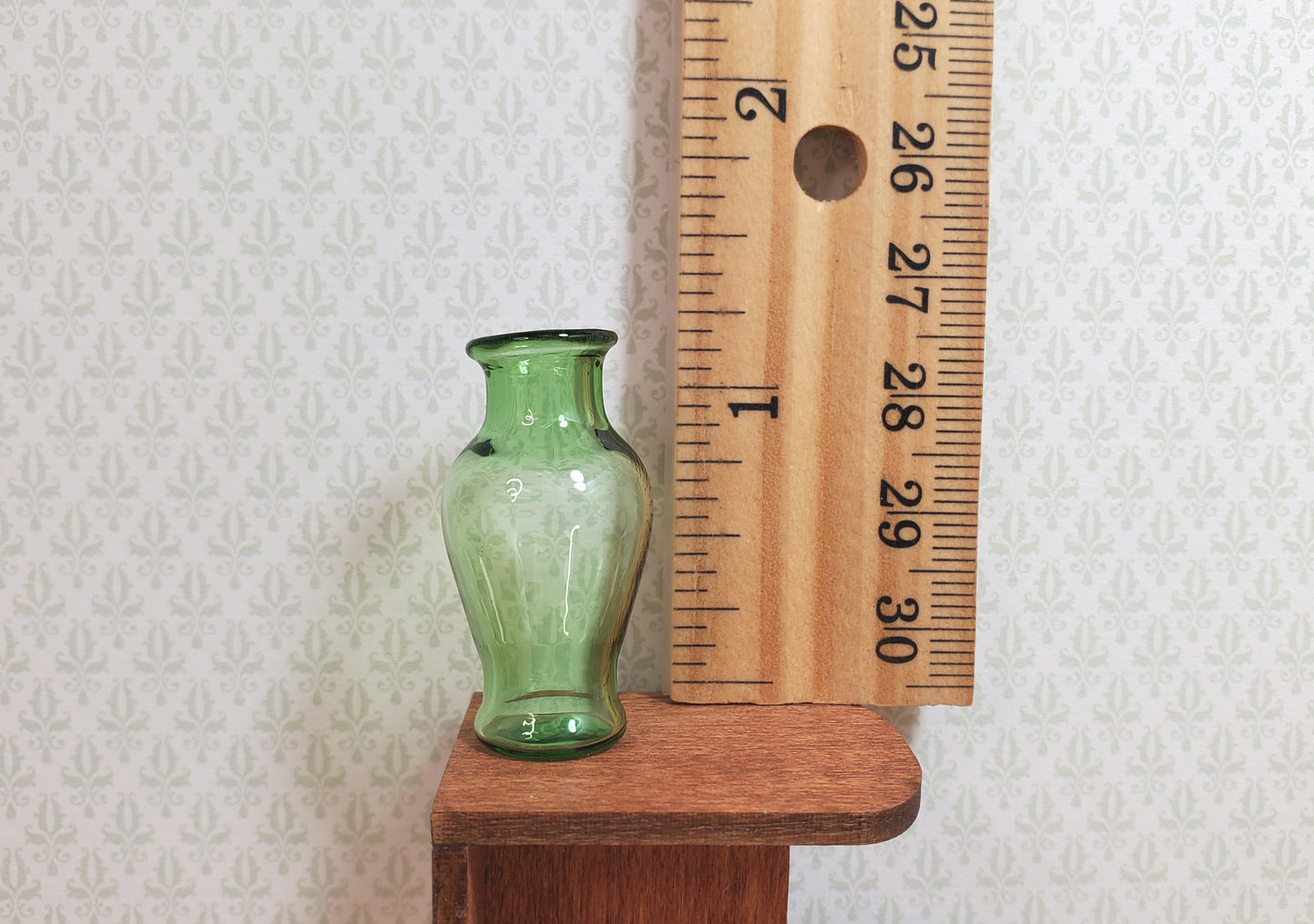 Dollhouse Green Glass Classic Pedestal Vase 1:12 Scale Miniature Decor Flowers