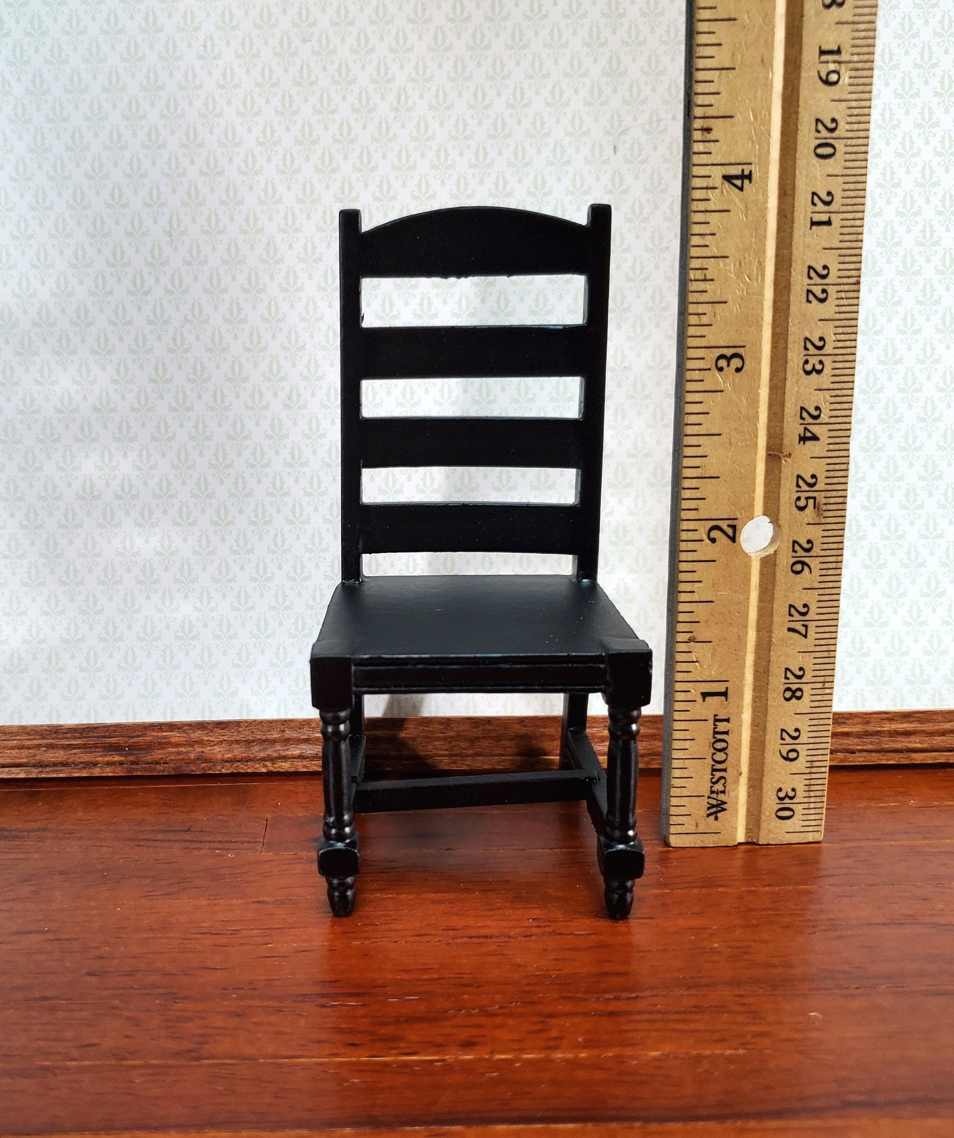 Dollhouse Chair Ladderback for Kitchen or Dining Room Black 1:12 Scale Miniature Furniture