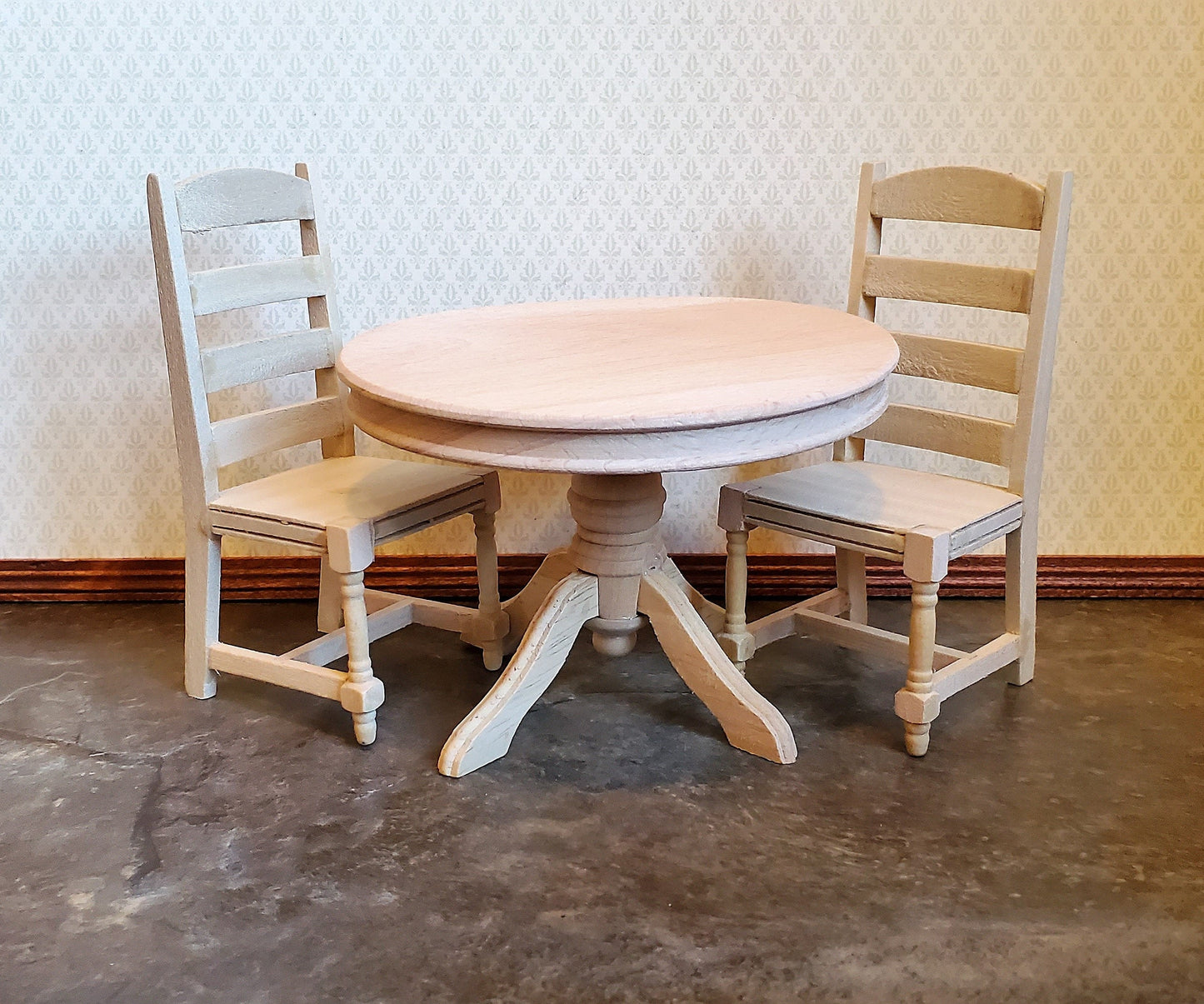 Dollhouse Miniature Table Round Pedestal Unfinished 1:12 Scale Kitchen Dining Room