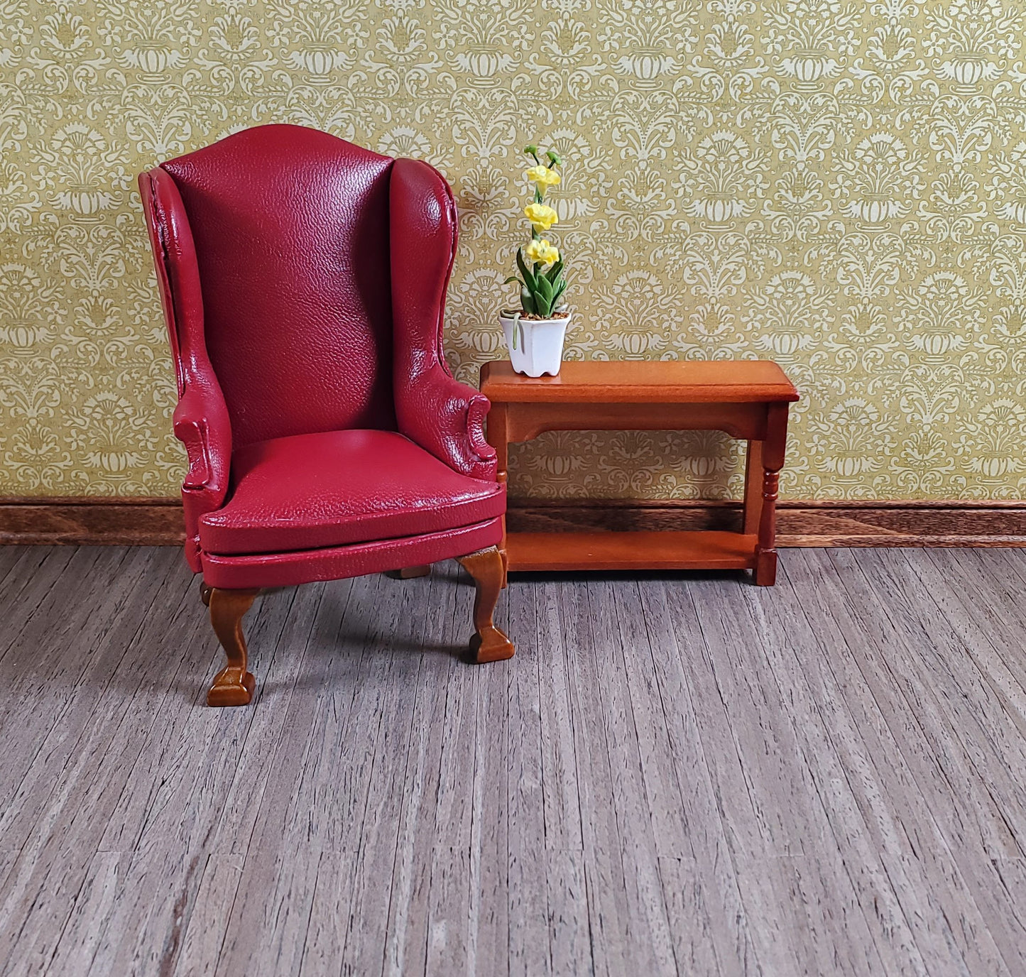 Dollhouse Miniature Dark Real Wood Flooring 1/4" Wide Planks 1:12 Scale 17 x 11