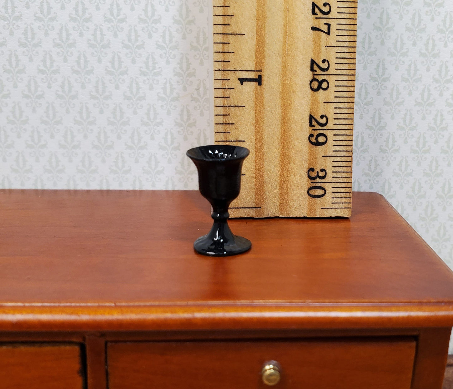 Dollhouse Small Black Wine Glass 1:12 Miniature Kitchen Halloween Decor