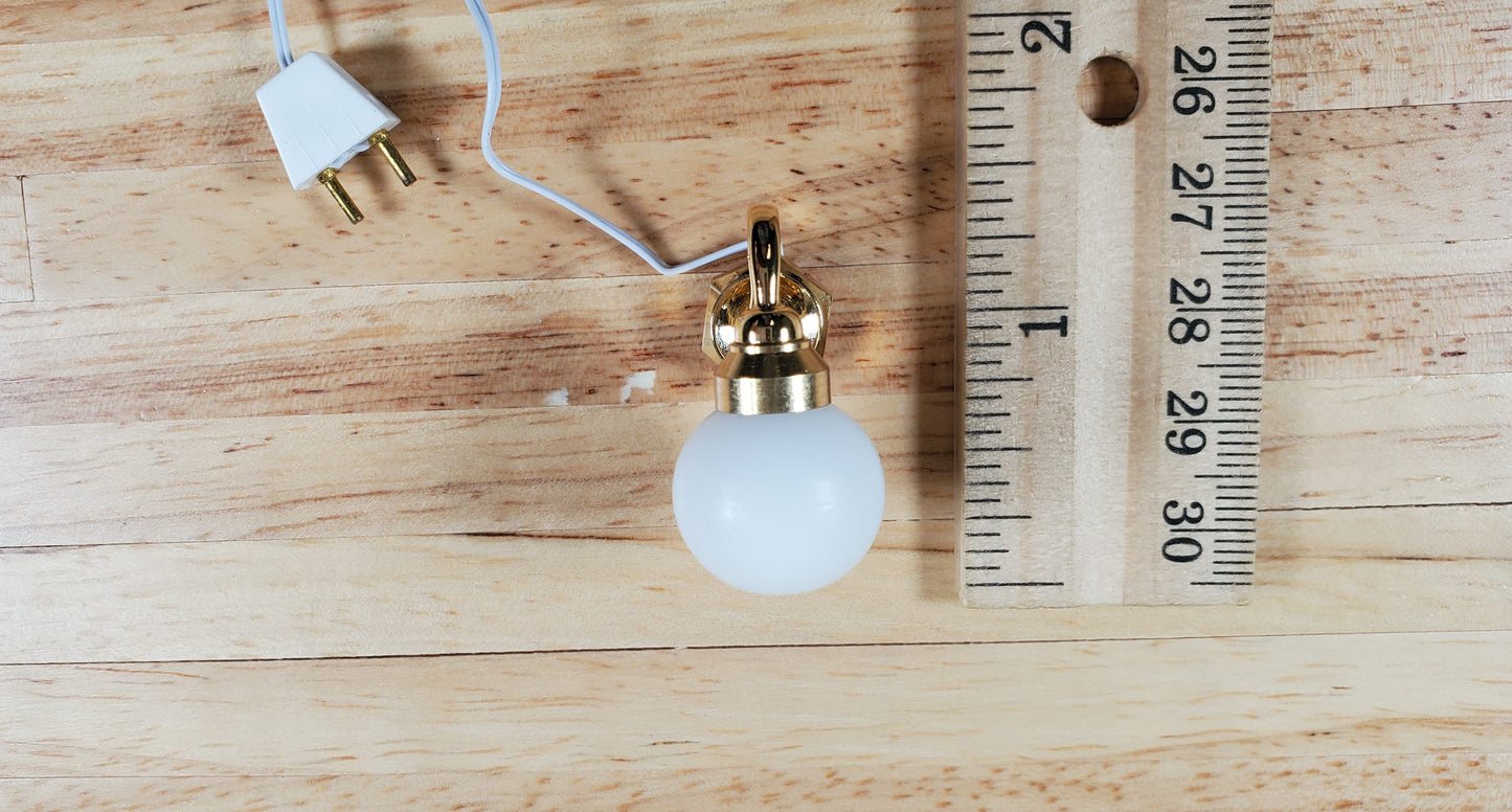 Dollhouse White Globe Wall Sconce 12 Volt with Plug 1:12 Scale Miniature Light
