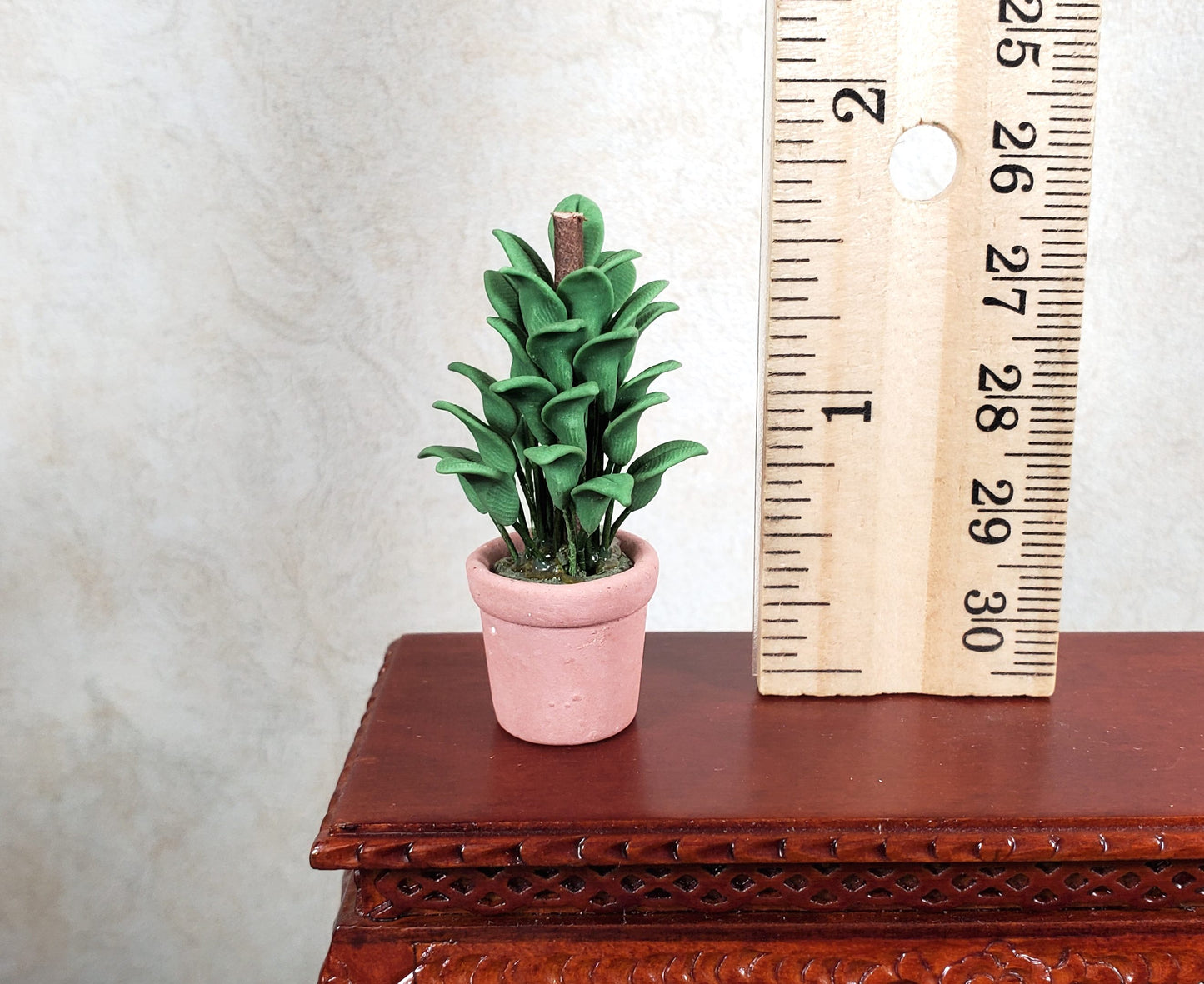 Dollhouse Green Small Leaf Houseplant in Terra Cotta Pot 1:12 Scale Miniature