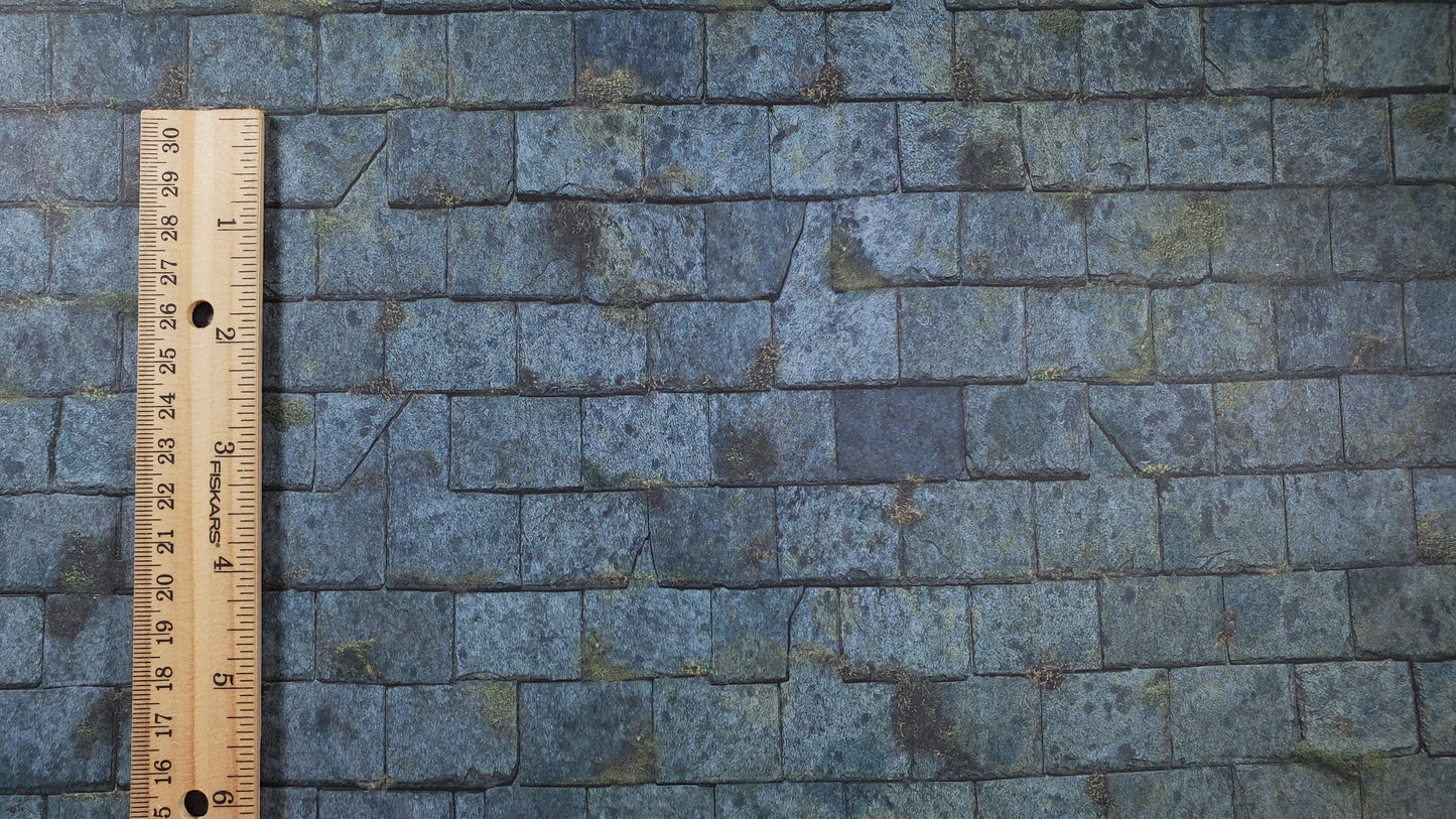 Dollhouse Dark Slate Roofing Weathered Moss Sheet Embossed 1:12 Scale Shingles