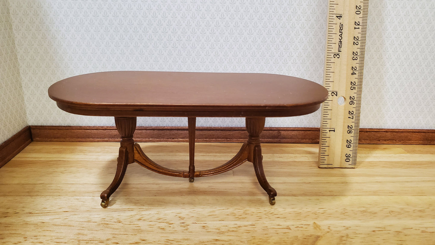 JBM Dollhouse Dining Table Queen Anne Style 1:12 Scale Furniture Walnut Finish