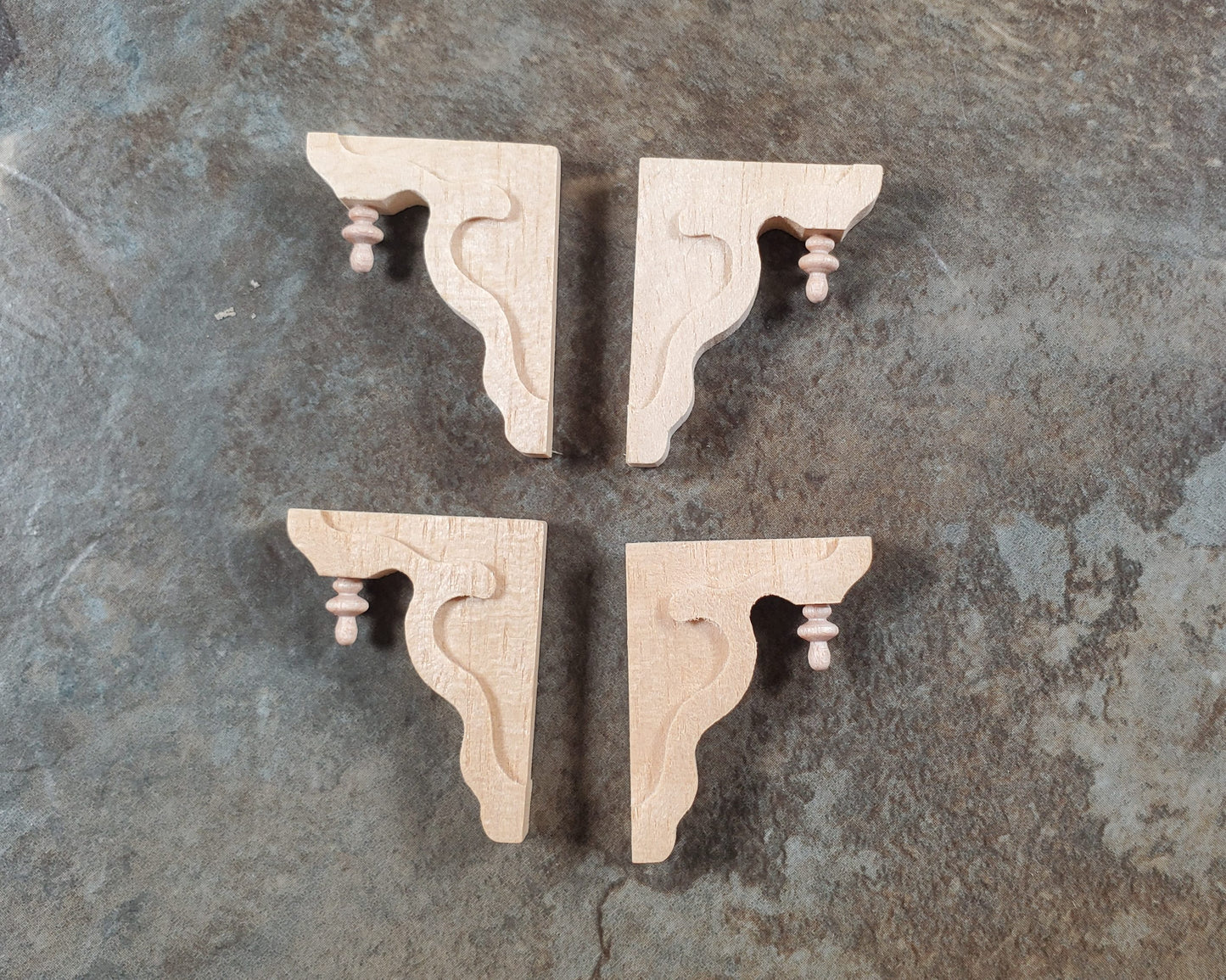 Dollhouse Wood Corbels or Brackets 1:12 Scale 1 1/4" Tall Set of 4 Houseworks