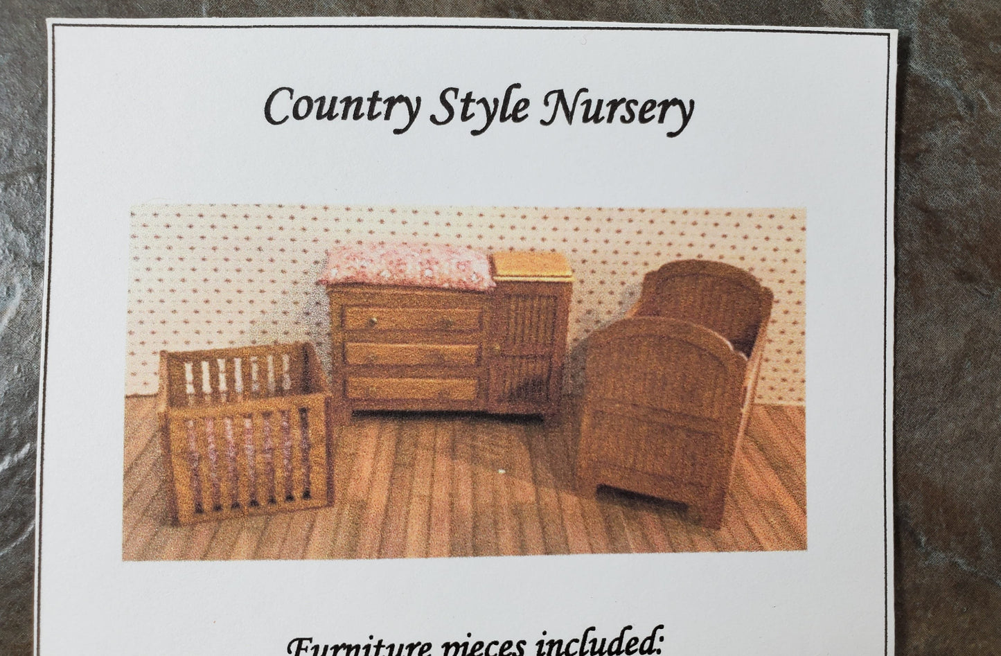 Dollhouse HALF SCALE Furniture KIT Country Nursery Set Crib Playpen Dresser 1:24