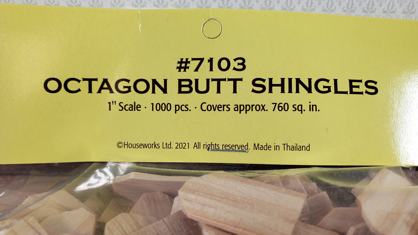 Dollhouse Shingles Octagon Butt Large Bag Light Wood 1:12 Scale 1000 pcs HW7103