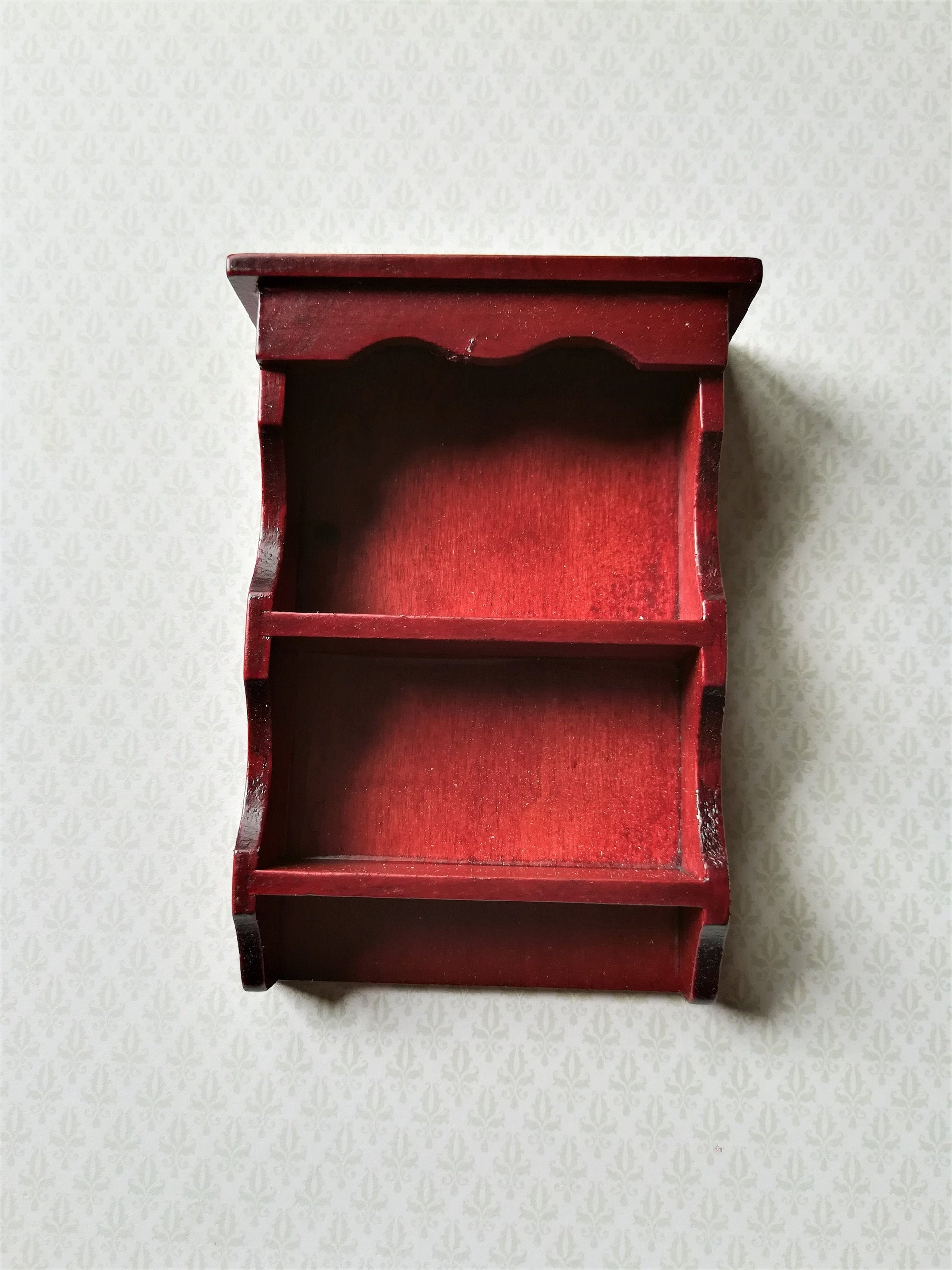 Dollhouse Hanging Shelf 1:12 Scale Miniature Mahogany Finish Kitchen Bathroom