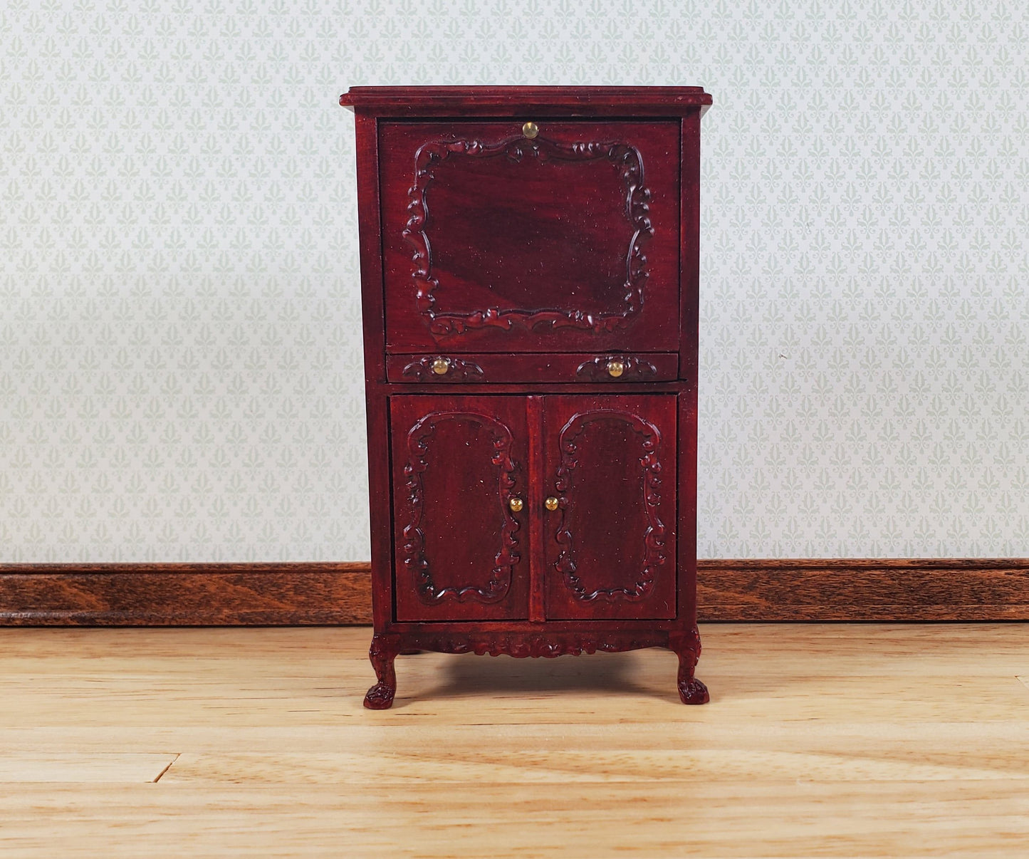 Dollhouse Secretary Writing Desk Mahogany Finish 1:12 Scale Miniature Furniture by Hansson Estate Piece