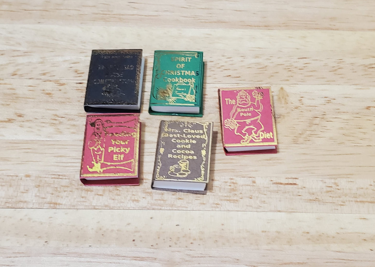 Dollhouse Christmas Books x5 Set 1 1:12 Scale Miniatures (blank inside) Handmade