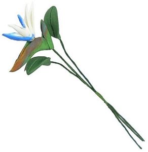 Dollhouse White Bird of Paradise Single Stem with Foliage 1:12 Scale Miniature