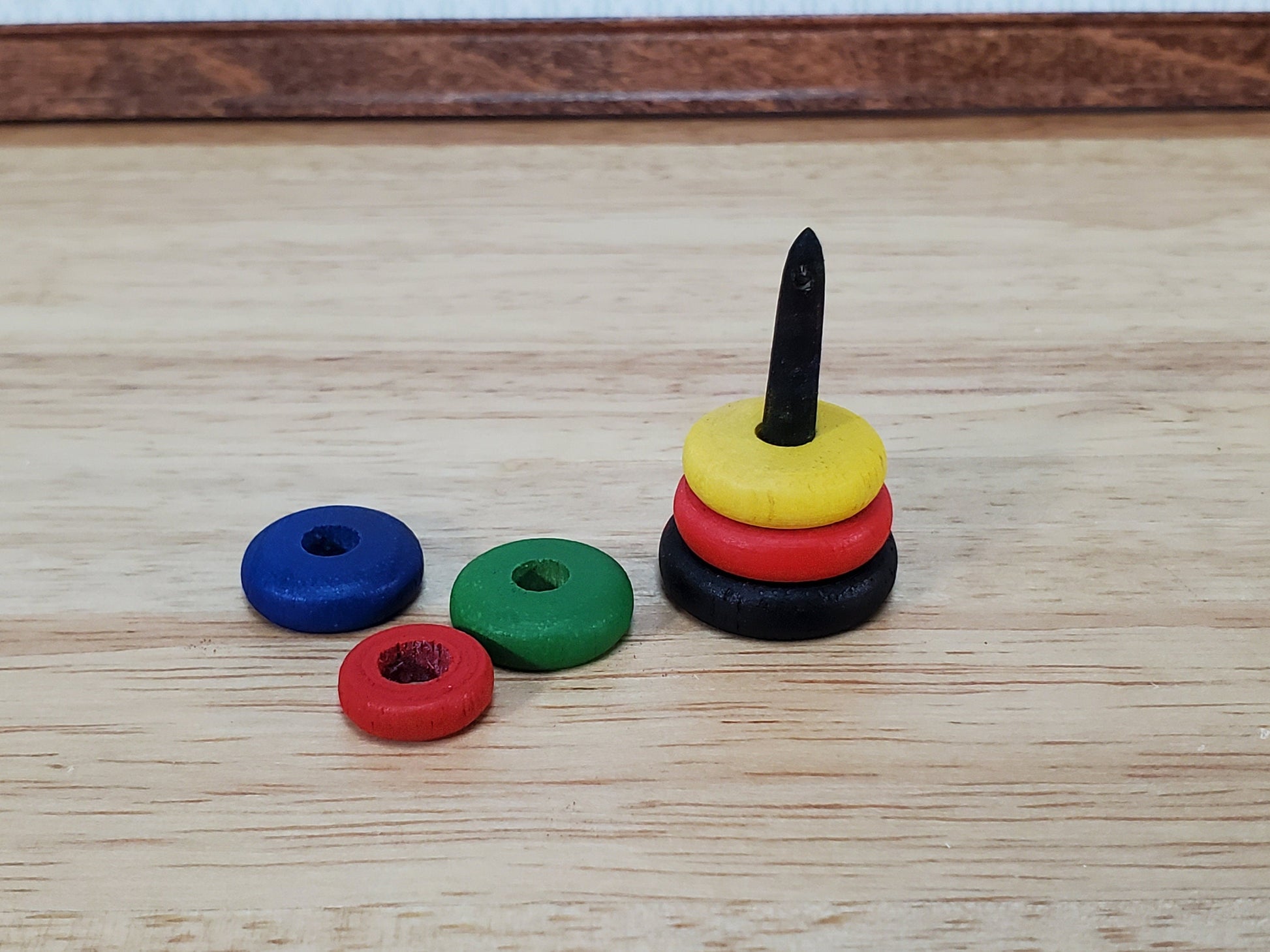 Dollhouse Toy Ring Stacking Toy Classic Style Wood 1:6 Scale Miniature Nursery